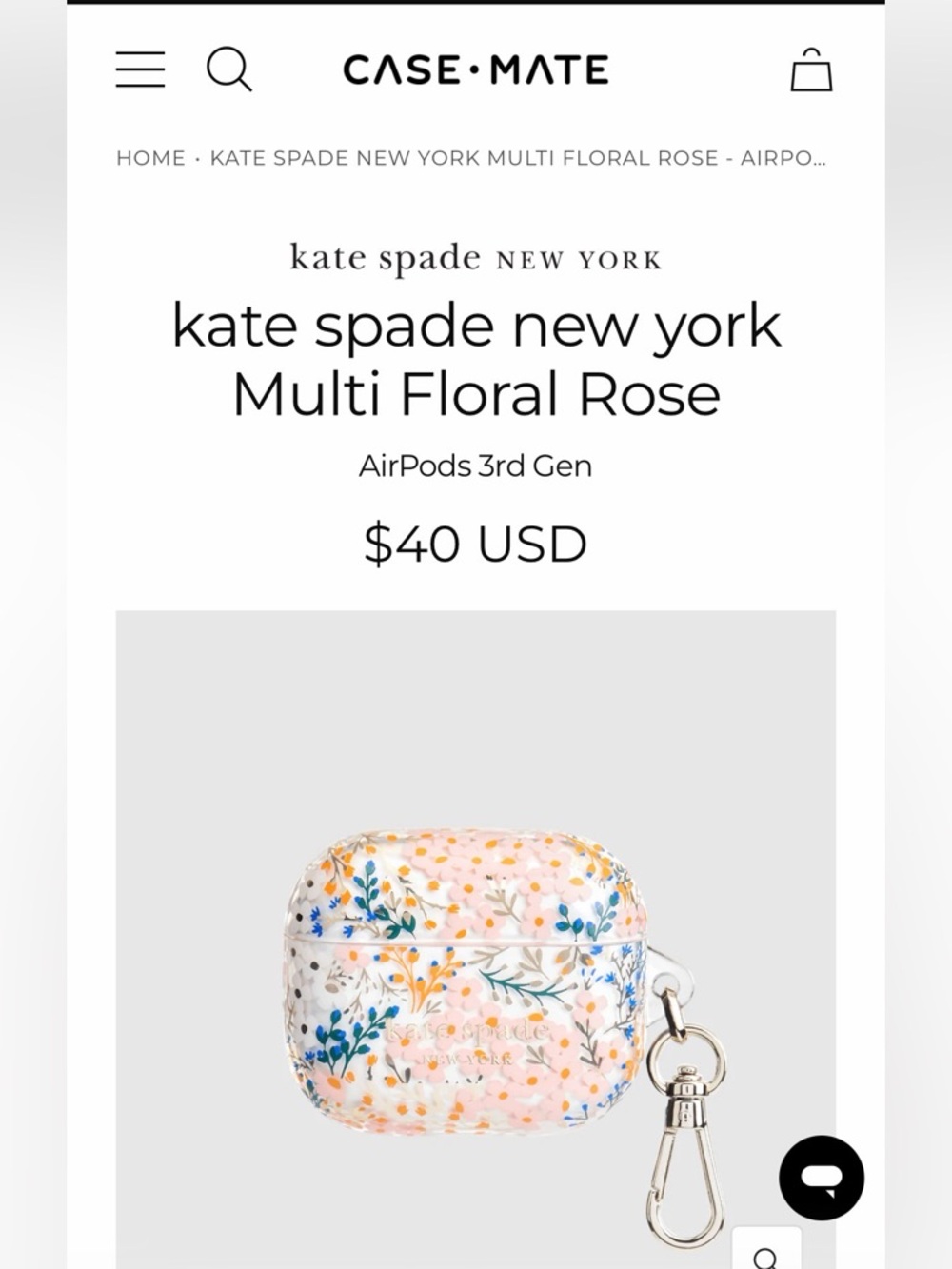 Kate Spade New York Multi Floral Rose 3rd Gen AirPods Case